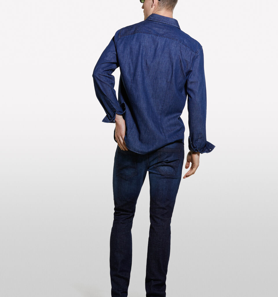 Dark blue regular fit denim shirt - men's regular fit shirts - Dark Blue | Sisley image number 3